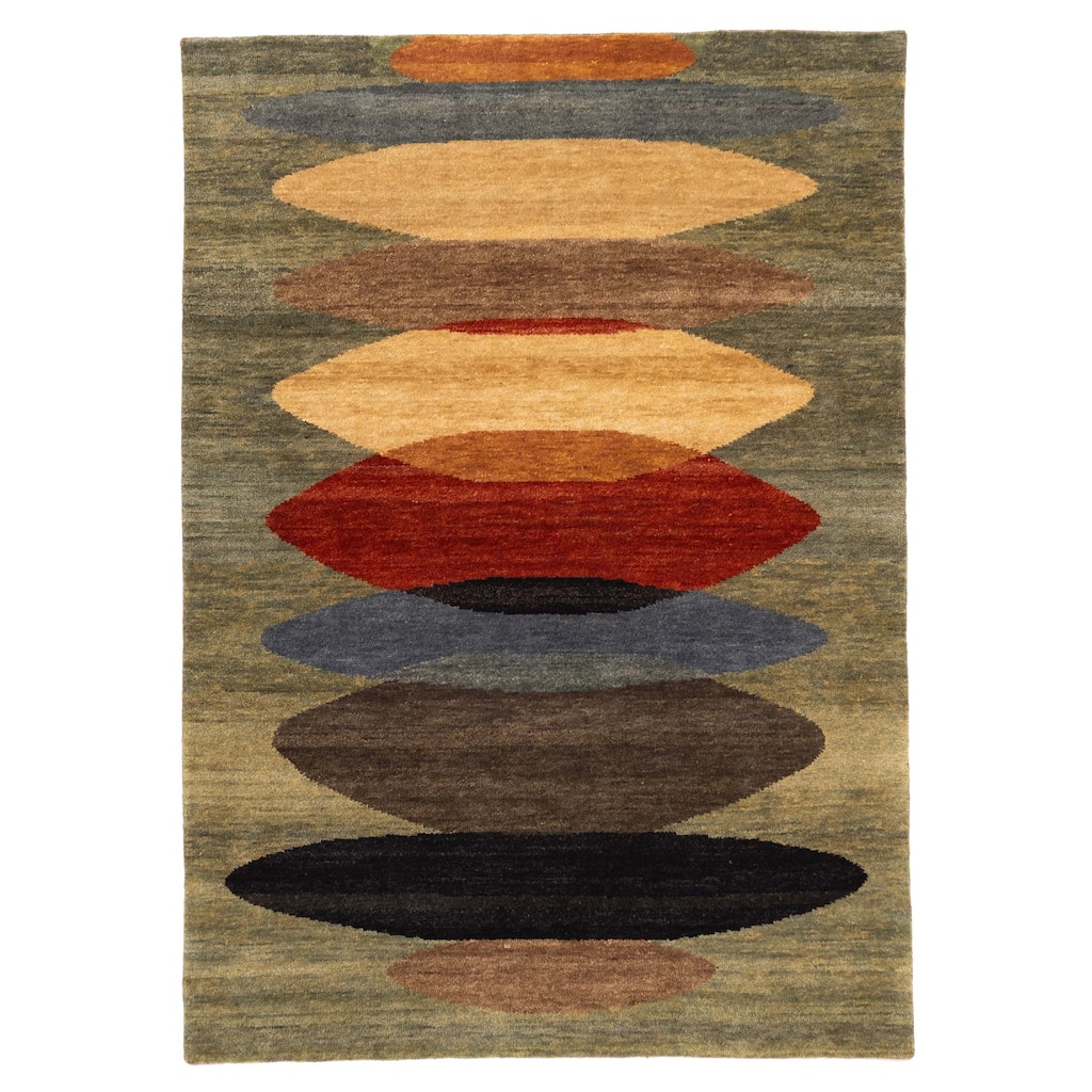 ECARPETGALLERY Hand-knotted Peshawar Ziegler Green Wool Rug - 5'0 x 6'11