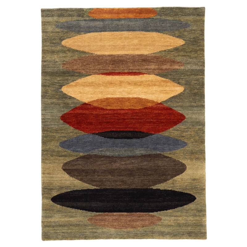 ECARPETGALLERY Hand-knotted Peshawar Ziegler Green Wool Rug - 5'0 x 6'11