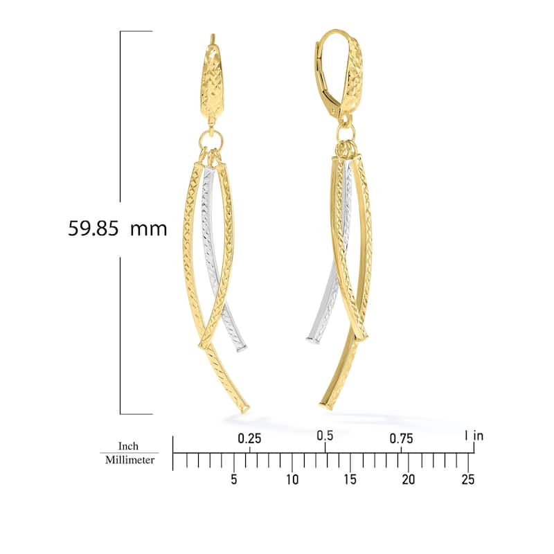 Clover 14K Gold Diamond-Cut Curved Drop Earrings - Yellow Gold or Two-Tone