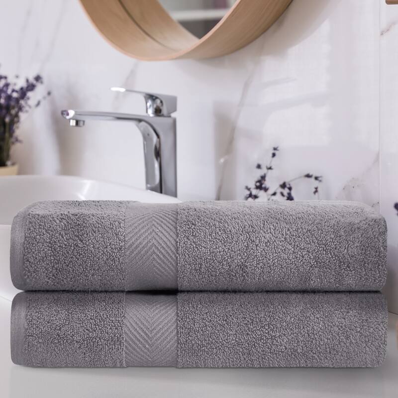 Superior Soft Oversize Zero Twist Cotton Bath Sheets (Set of 2) - Grey