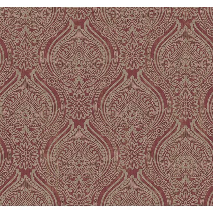 Seabrook Designs Tolkien Ogee Unpasted Wallpaper - 27 in. W x 27 ft. L - Cherry & Metallic Pavestone