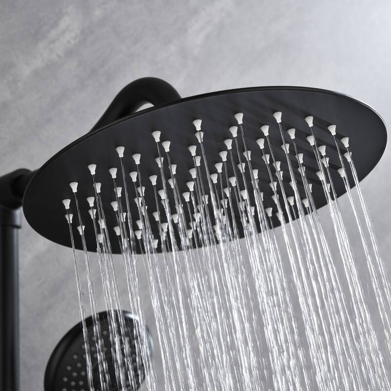 Wall Mount Shower Faucet with Hand Shower Brass Matte Black Complete Shower System with Slide Bar Valve Included
