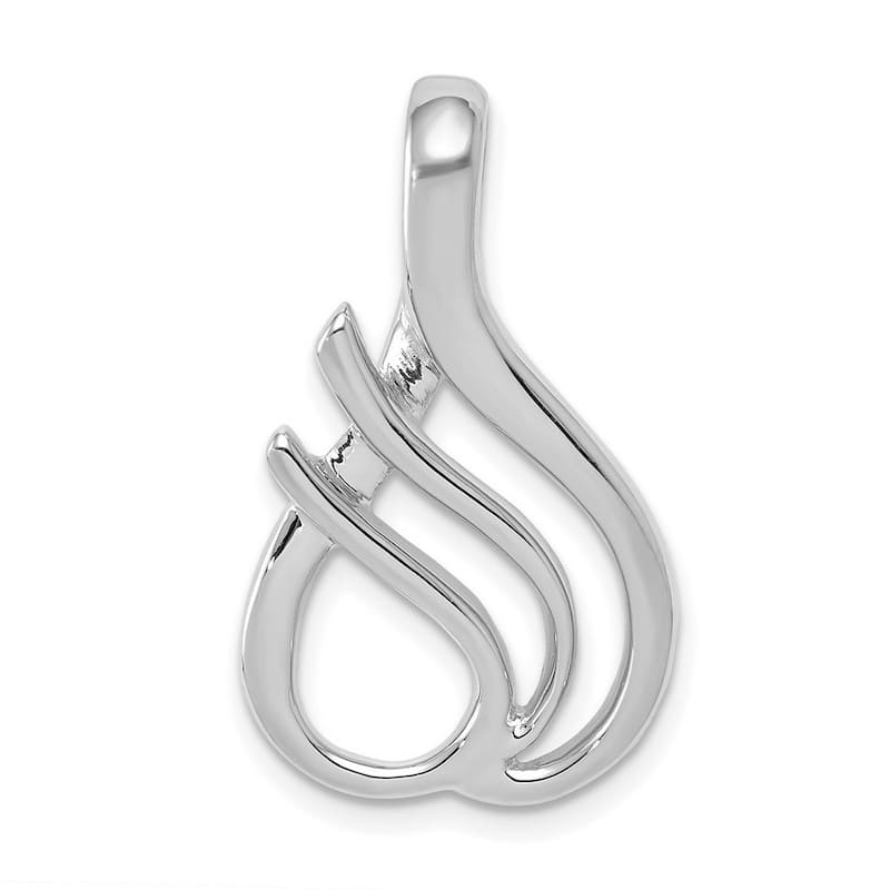 Curata 14k White Gold Polished Fits up to 3mm Fancy Omega Slide Pendant Necklace (16mm x 26mm)