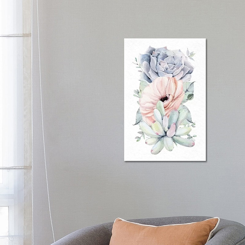 iCanvas "Succulents Southwestern Floral Mint Green II" by Nature Magick Canvas Print - 26x18x1.5