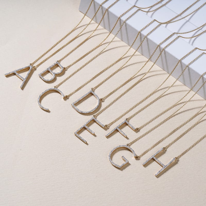 1/20ct TDW Diamond Classic Initial Pendant Necklace in Silver for Women