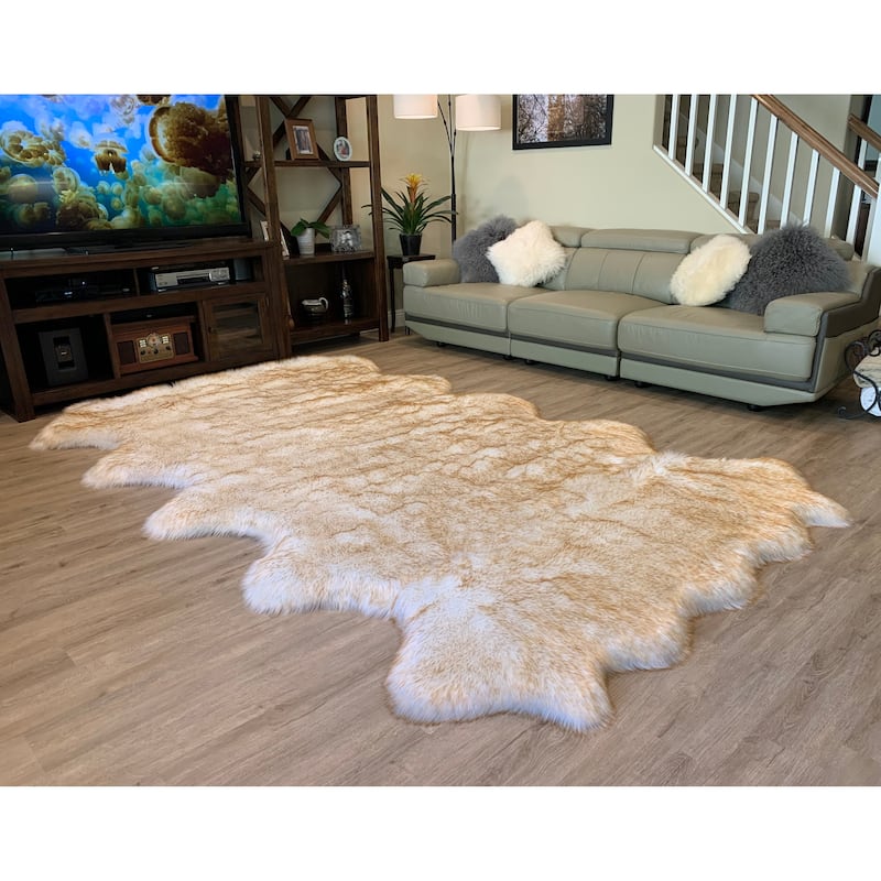 Ovella Home Premium Luxurious Faux Sheepskin 10-Pelt Plush Shag Area Rug - 6' x 10' - 6' x 10'