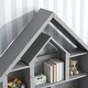 preview thumbnail 4 of 16, Pine Wood Twin Bed with House-Shaped Headboard, Fence Guardrails, and Drawers