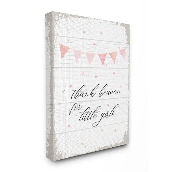 slide 2 of 6, Stupell Pink Bunting Thank Heaven for Little Girls Planked Look Canvas Wall Art, 16 x 20, Proudly Made in USA - Multi-Color 24 x 30