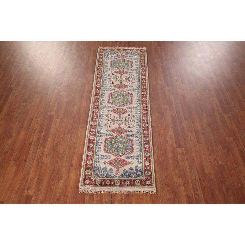 Geometric Viss Oriental Runner Rug Hand-Knotted Wool Carpet - 2'6"x 7'11"