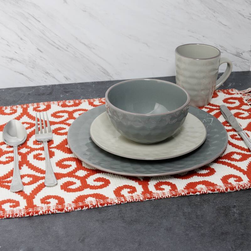 Elama Tahany Slate and Stone Pearl 16-piece Dinnerware Set