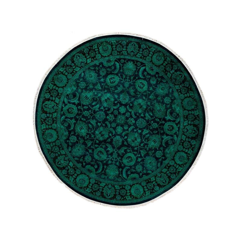 Fine Vibrance, One-of-a-Kind Hand-Knotted Area Rug - Green, 6' 1" x 6' 1" - 6' 1" x 6' 1"