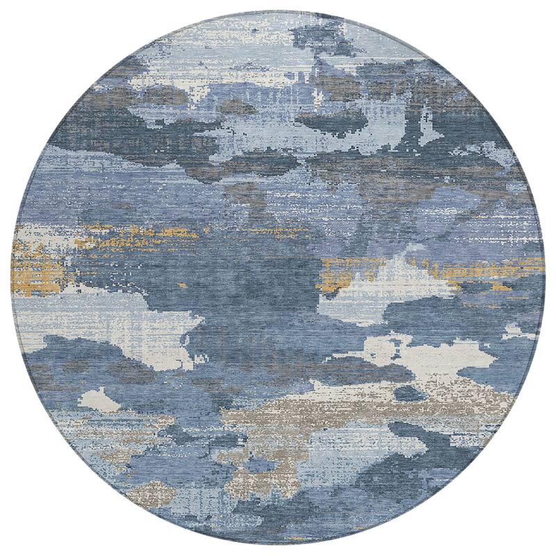 Machine Washable Indoor/ Outdoor Abstract Casual Chantille Rug