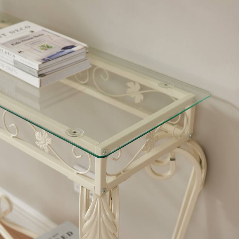 Fancy Glass and Metal Table for Entrance - 13.78 x 47.25 x 29.92