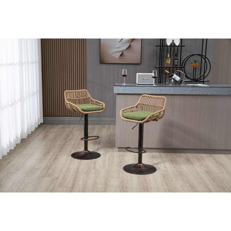 COOLMORE Swivel Bar Stools Set of 2 Adjustable Counter Height Chairs with Footrest for Kitchen, Dining Room 2PC/SET