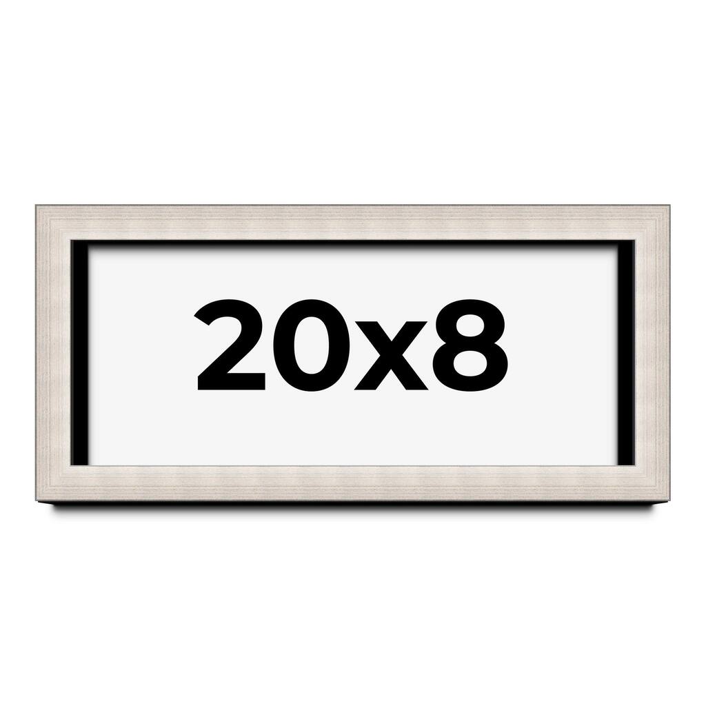 20x8 Shadow Box Frame Silver Real Wood Contemporary Shadowbox Display Frame UV Acrylic Front Acid Free Backing and Hardware