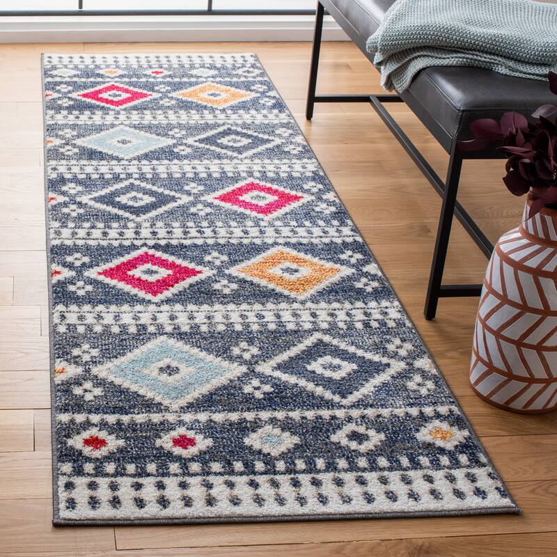 SAFAVIEH Adirondack Meili Moroccan Boho Rug - 2'6" x 8' Runner - Grey/Ivory
