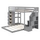 preview thumbnail 15 of 16, Twin Over Full Bunk Bed with 3-layer Shelves, Drawers and Storage Stairs,