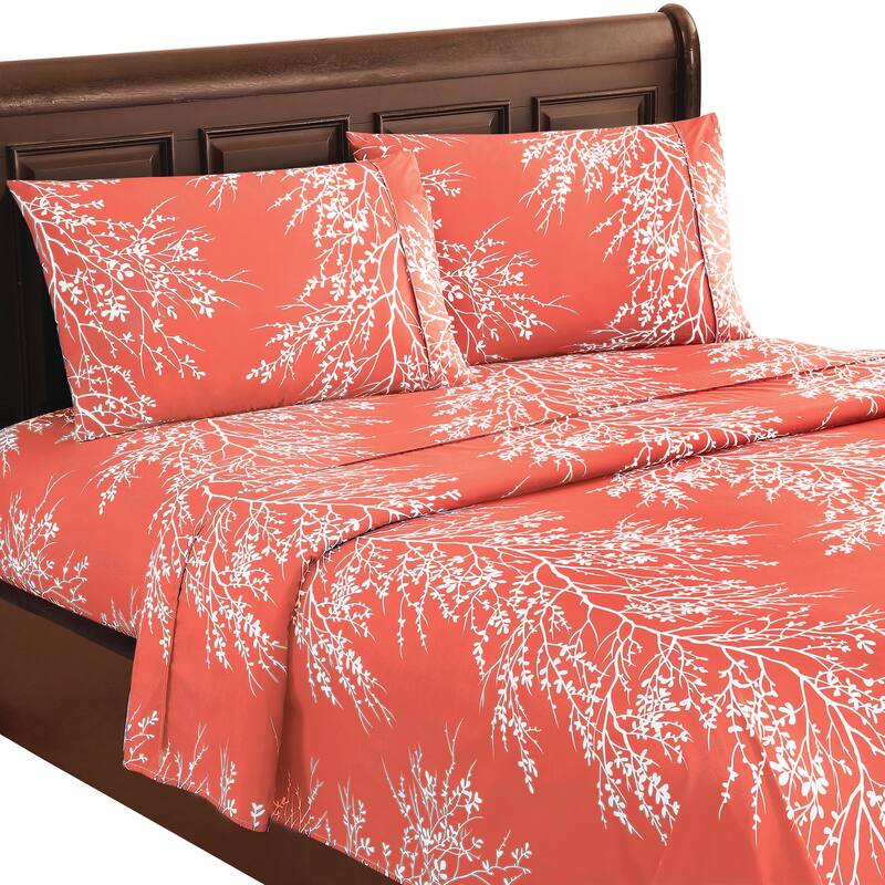 4-Piece Spring Foliage Bed Sheet and Pillowcase Set