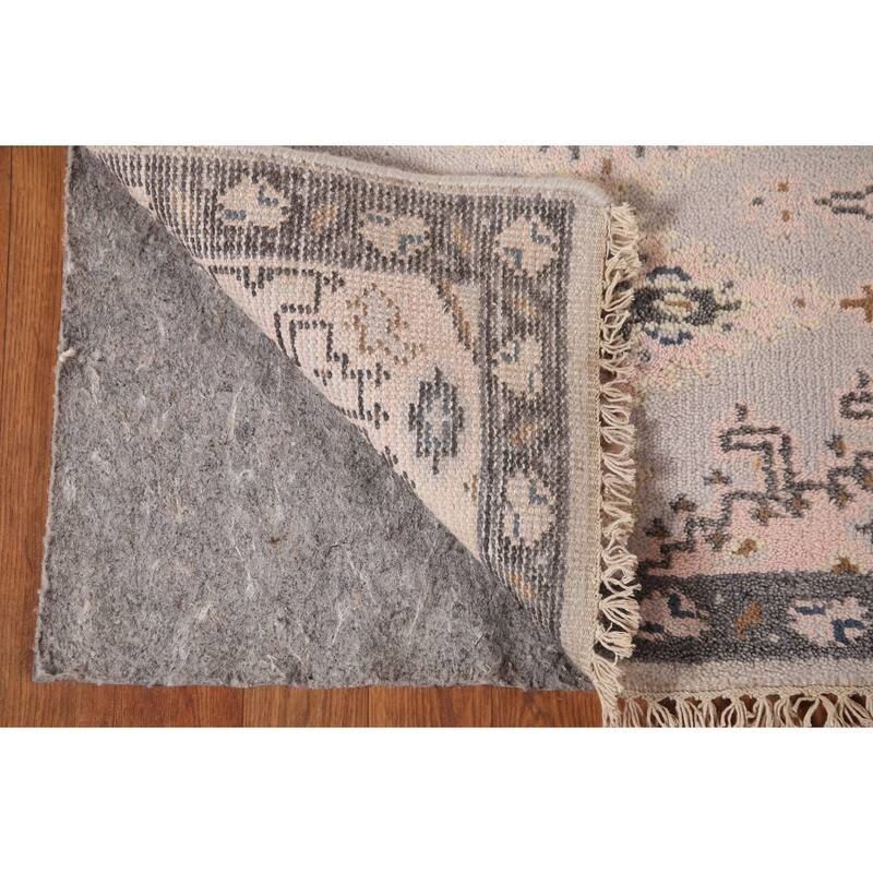 Geometric Kazak Runner Rug Hand-Knotted Grey Wool Carpet - 2'7"x 9'10"