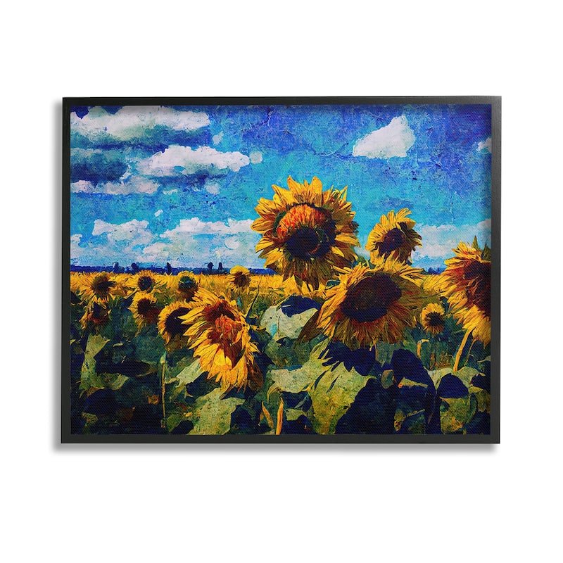 Stupell Sunflower Field & Clouds Framed Giclee Art Design By Gina Kelly