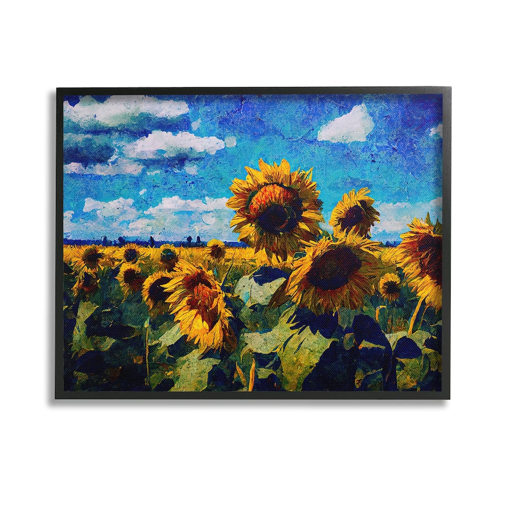 Stupell Sunflower Field & Clouds Framed Giclee Art Design By Gina Kelly