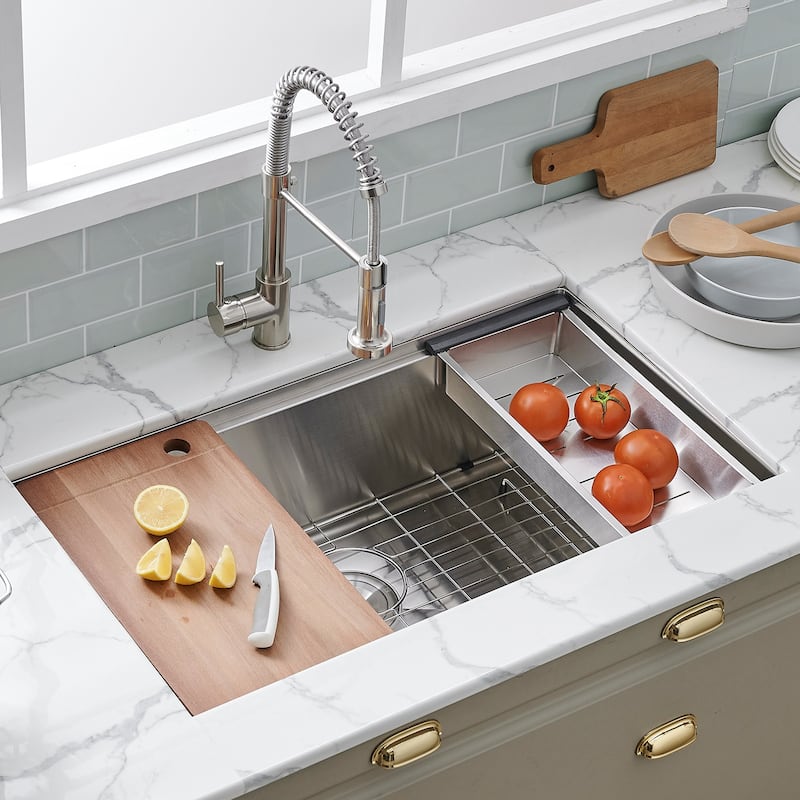 32.9 in. Undermount Single Bowl Stainless Steel Kitchen Sink - 32.9" L×18.9" W× 9.64" H