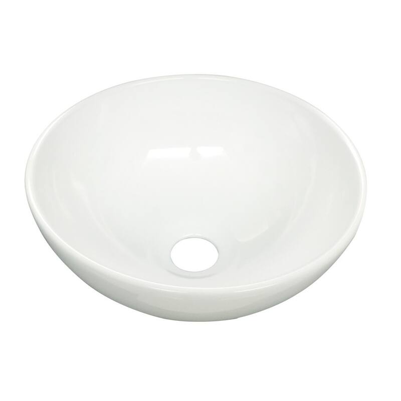 White Ceramic Round Above Counter Bathroom Sink 11.25" Dia Pack of 2 - White