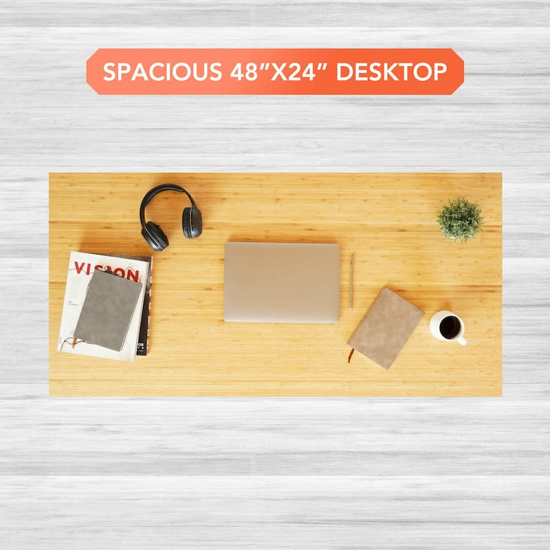 FLEXISPOT 48"x24" Home Office Electric Height Adjustable Standing Desk Sit Stand Desk Natural Bamboo Desk Top