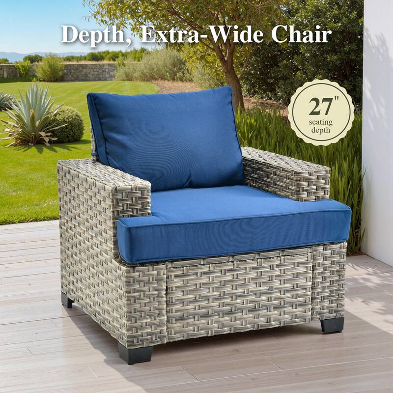 OVIOS 7-Piece T Shaped Seat Wide Armrest Patio Conversation Set