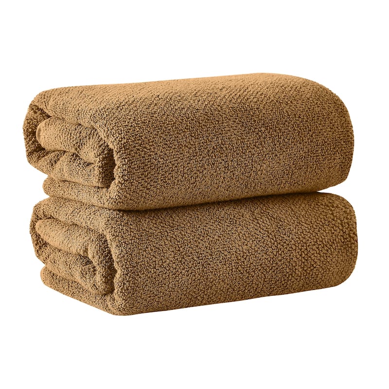 100% Cotton Acacia Collection Ultra Absorbant Popcorn Bath Towels - Bath Sheet (Pack of 2) - Mocha