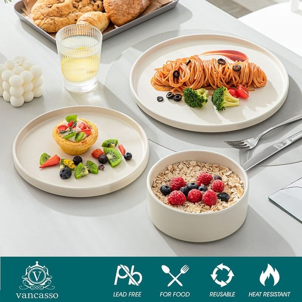 12-Piece Matte Dinnerware Set in Cream