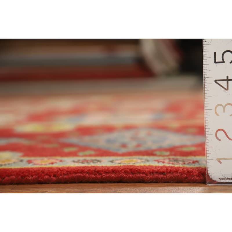 Red Geometric Heriz Serapi Indian Area Rug Handmade Wool Carpet - 7'10" x 10'0"
