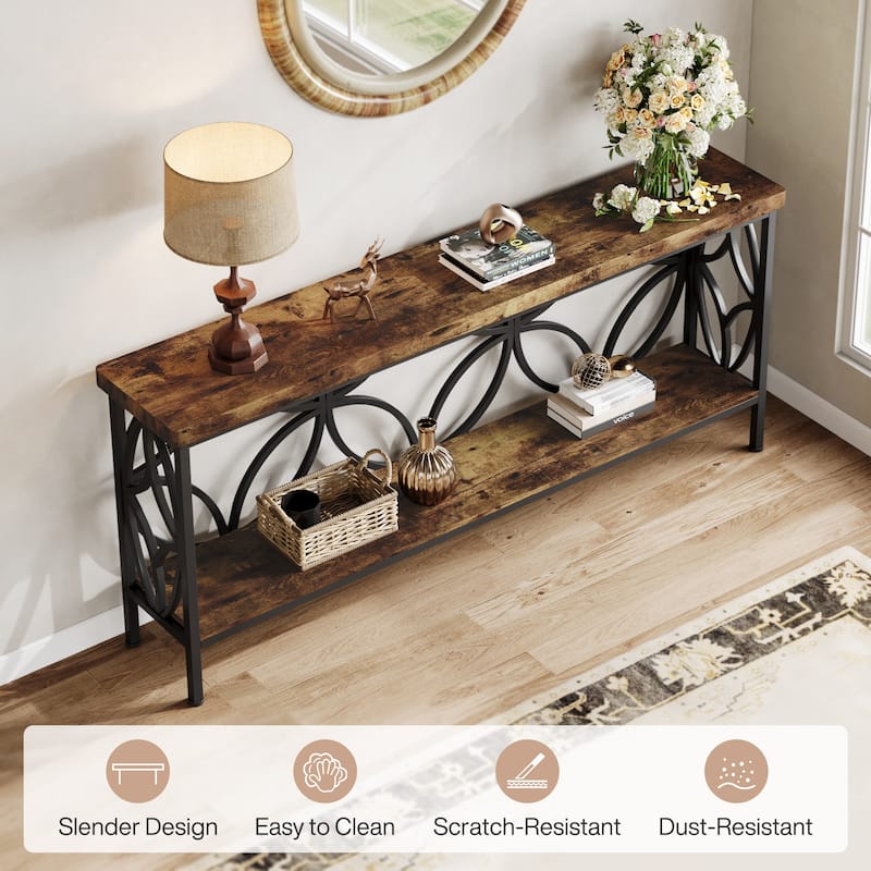 70.9 Inches Industrial Sofa Console Table with Storage Shelf - 70.9" L × 11.8" W × 31.9" H