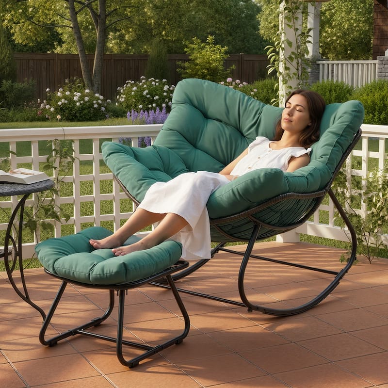 Patio Rocking Chair with Ottoman
