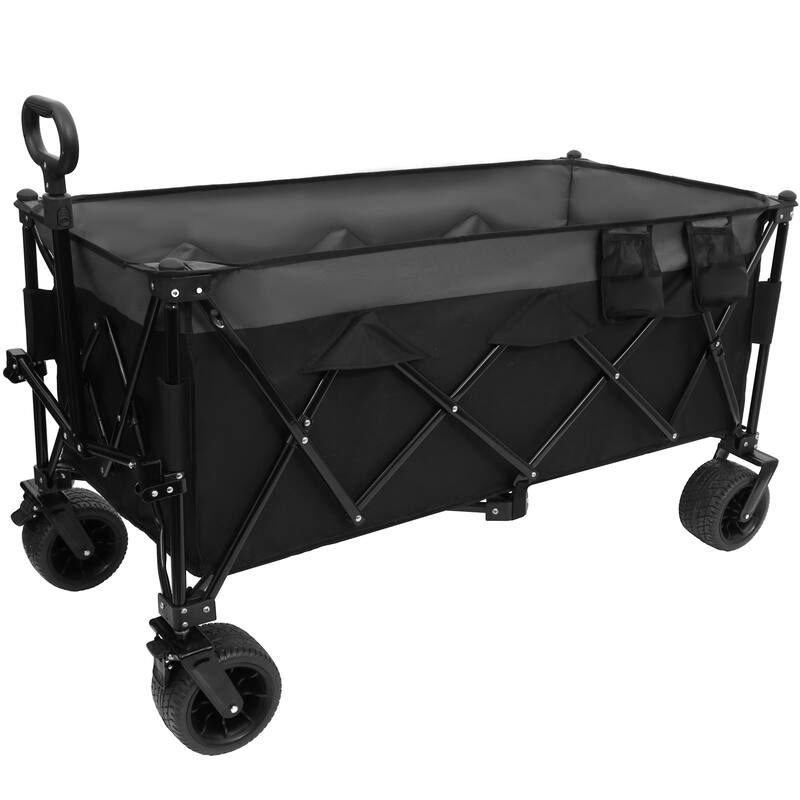 Heavy-Duty Foldable Utility Wagon - 480lbs Capacity,1:6 Space-Saving Fold & 7" All-Terrain Wheels,No Assembly Needed