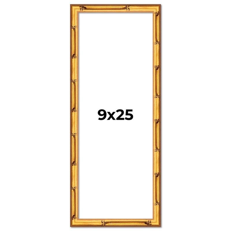 9x25 Frame Gold Bamboo Solid Wood Picture Frame | 1 Inch Moulding