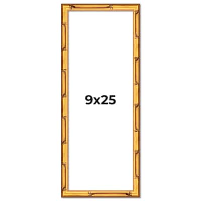 9x25 Frame Gold Bamboo Solid Wood Picture Frame | 1 Inch Moulding
