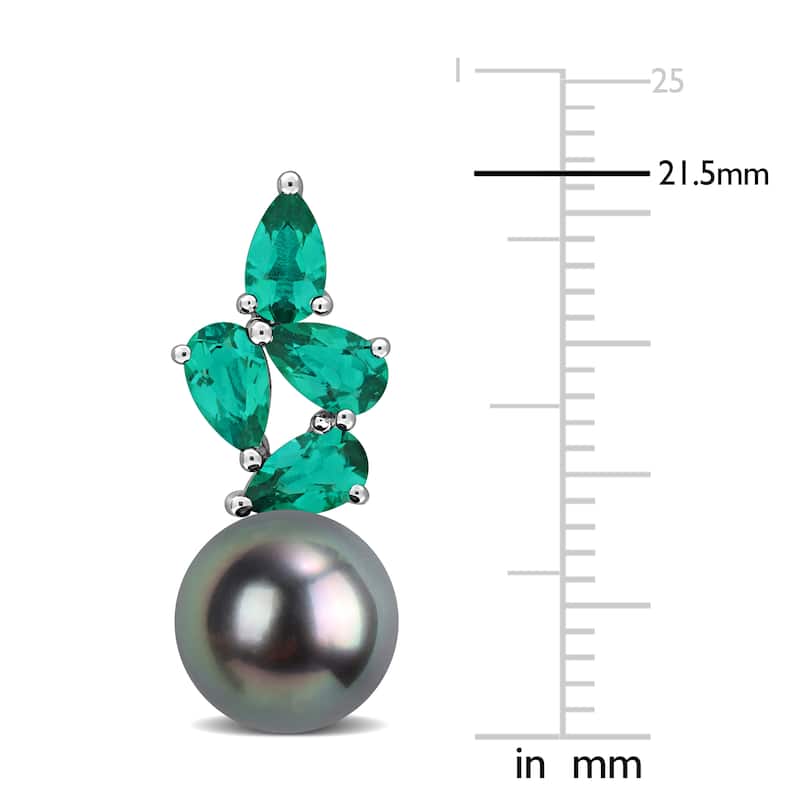 Miadora Cultured Freshwater Pearl and Gemstone Cluster Drop Earrings Sterling Silver