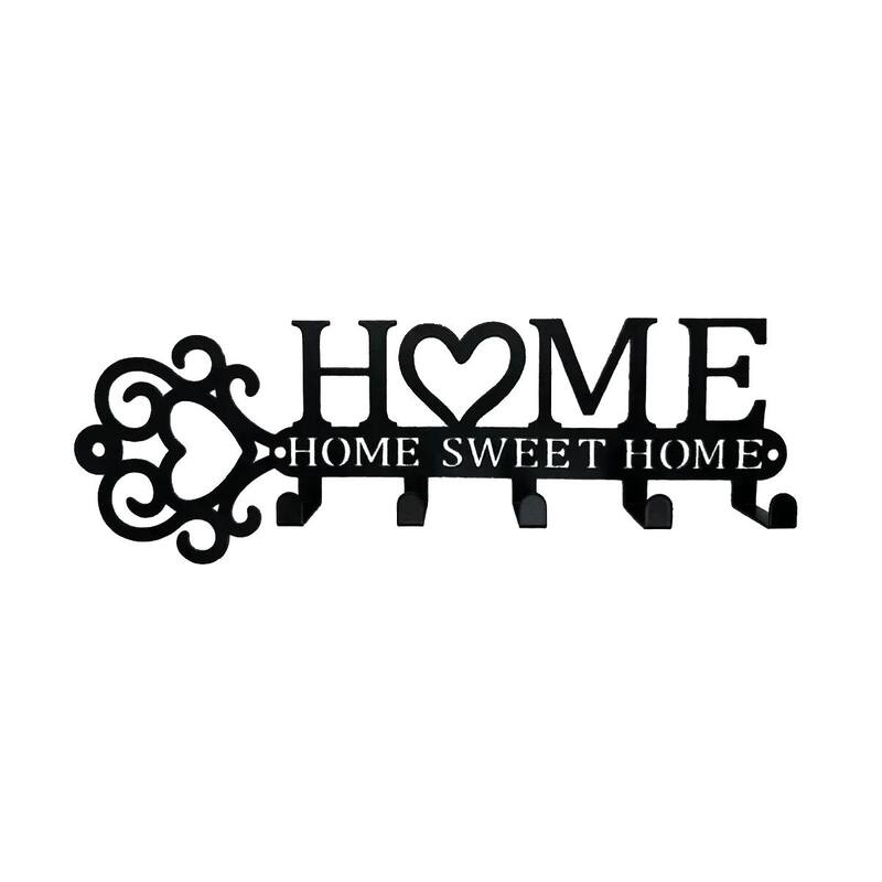 Wall-Mounted Key Holder with 5 Hooks, Entryway Coat & Towel Rack - 10.9" x 3"