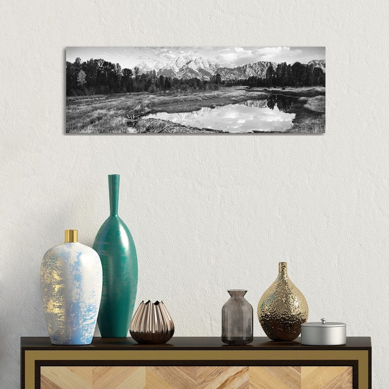 iCanvas "Reflection Of Clouds In Beaver Pond, Teton Range, Grand Teton National Park, Wyoming" by Panoramic Images Canvas Print - 12x36x1.5