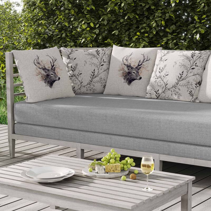 Leaf & Horn Harmony Indoor/Outdoor Reversible Throw Pillow White and Orange