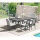 preview thumbnail 9 of 28, Navarro Outdoor Dining Set Mocha 7-PC with 2 Solid Back, 4 Ladder Back Chairs