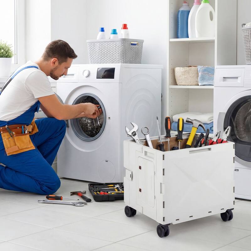 Gymax Foldable Utility Cart on 4 Rotate Wheels w/Telescoping Handle