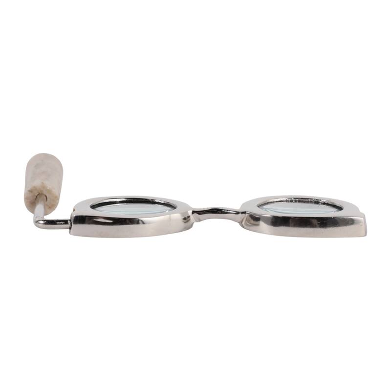 Eyeglass Magnifying Glass with Marble Handle Sculpture - 9"
