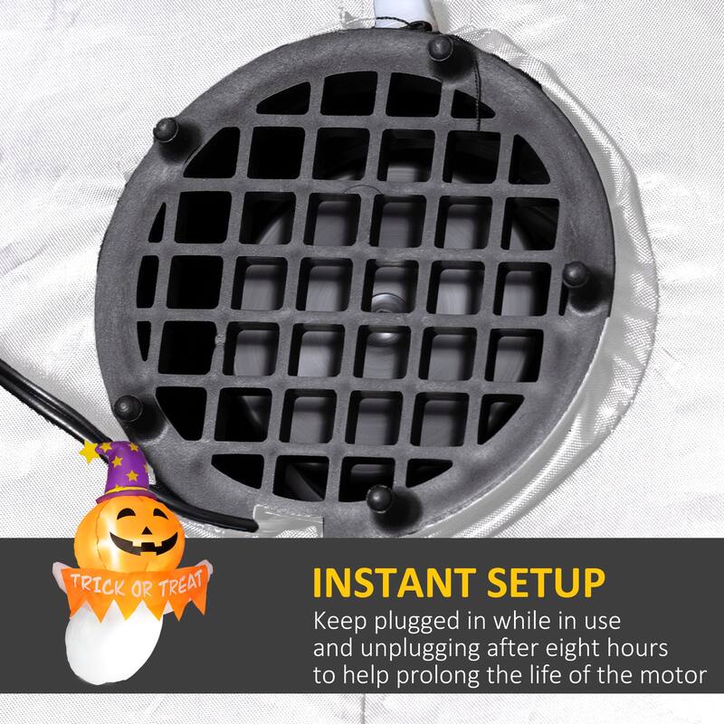 3.4 ft Inflatable Halloween Window Sticker Ghost with LED Lights Orange Waterproof Polyester for Indoor and Outdoor Decoration
