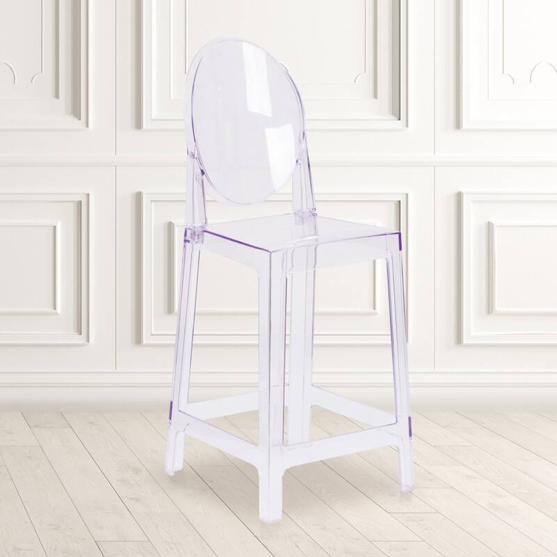4 PK Counter Stool with Oval Back in Transparent Crystal - Wedding Chairs - Transparent Crystal
