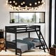 preview thumbnail 17 of 41, Square Design Twin/Full Wood Bunk Bed with Ladder Black