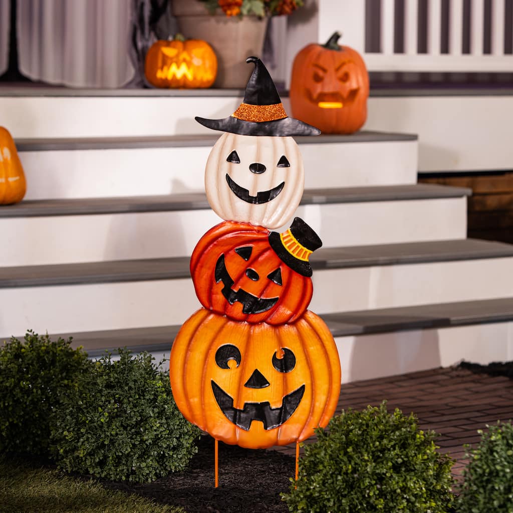 40 in. Halloween Pumpkin Trio Garden Stake
