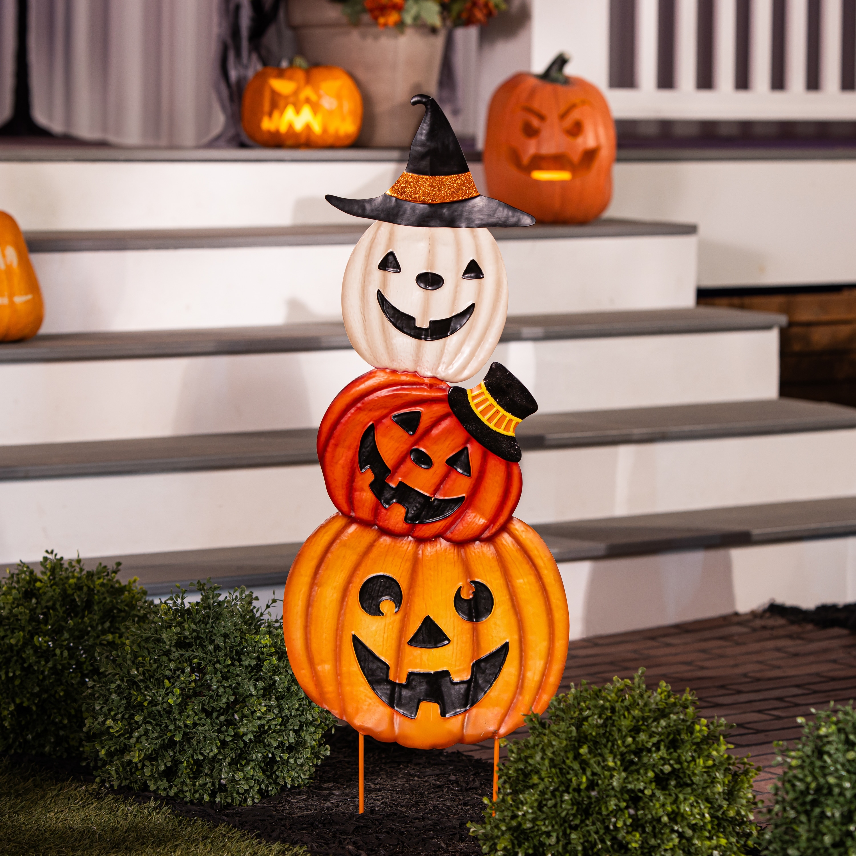 40 in. Halloween Pumpkin Trio Garden Stake