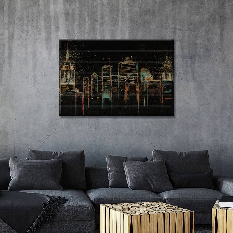 Cityscape Print On Wood by James Wiens - Multi-Color